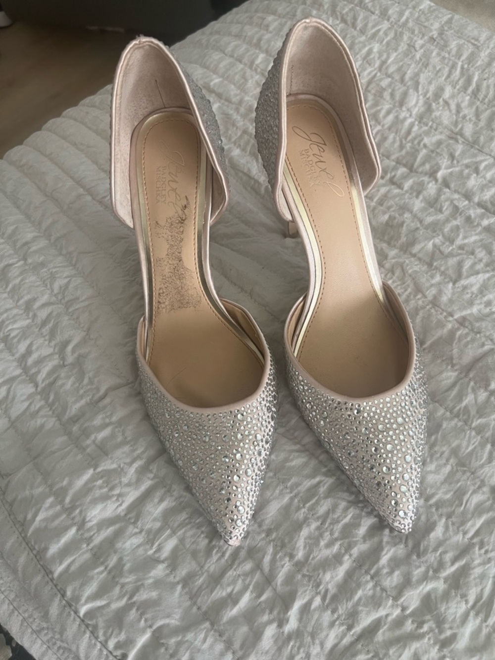 Jewel by Badgley Mischka Blush Crystal Rhinestone Pointed D'Orsay Heels